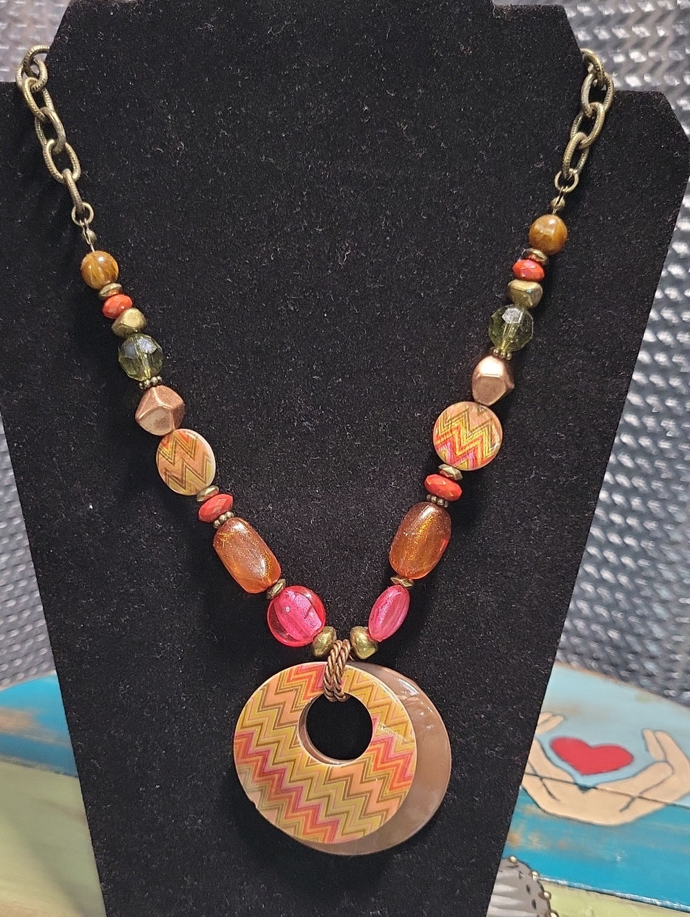 Boho Chevron Pendant Necklace in Multicolor - Unbranded
